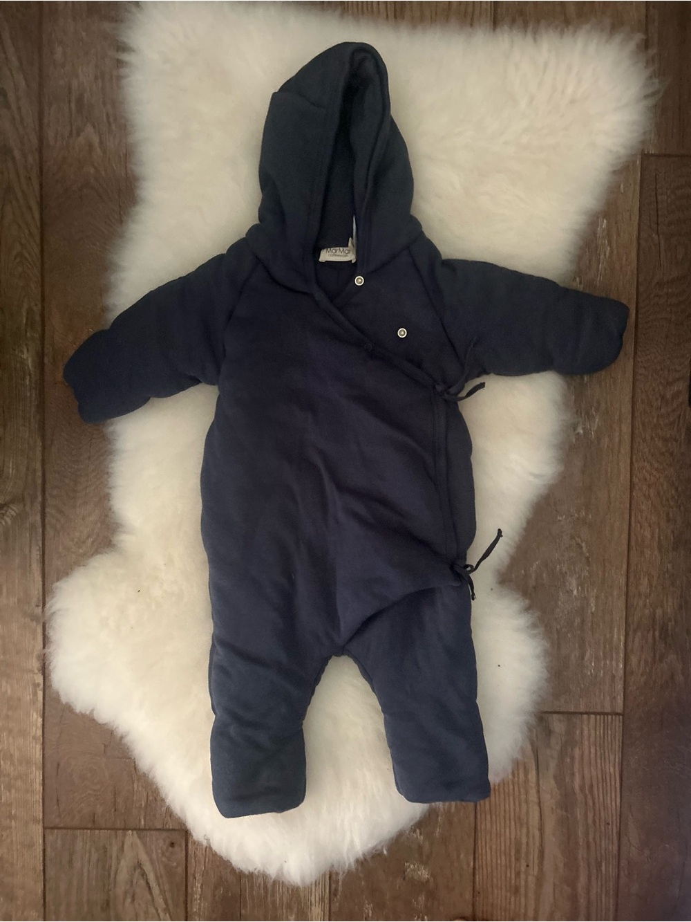 MarMar Copenhagen Cozy Hooded Navy Infant One-Piece Snowsuit